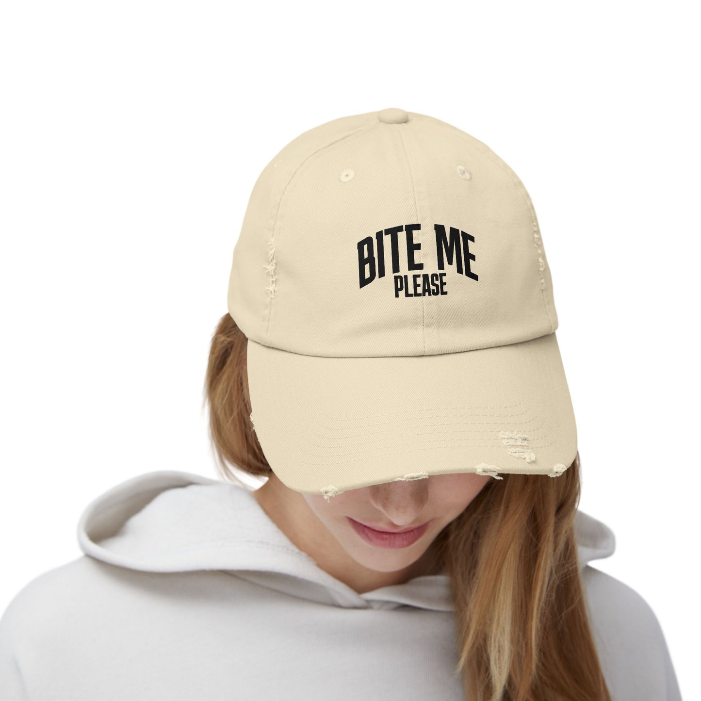 Bite Me Please Distressed Cap | Hat