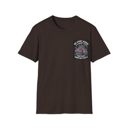 My Spirit Animal Is A Grumpy Hippo Who Slaps Annoying People - Graphic Tee Shirt
