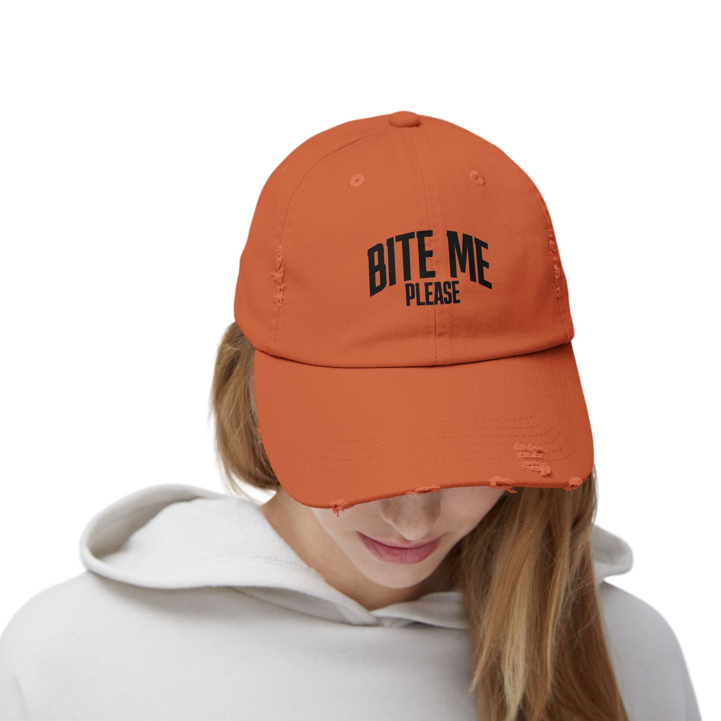 Bite Me Please Distressed Cap | Hat