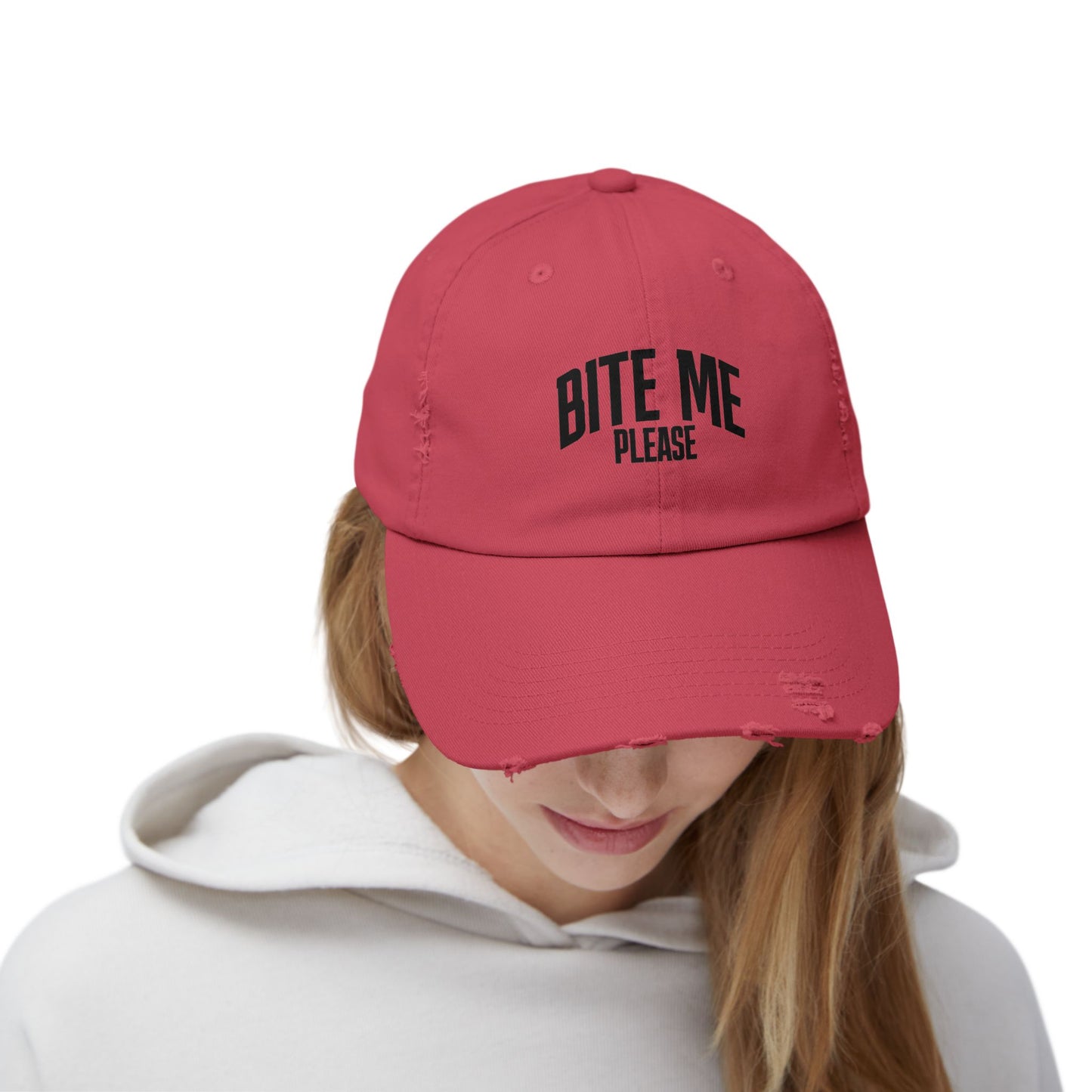 Bite Me Please Distressed Cap | Hat