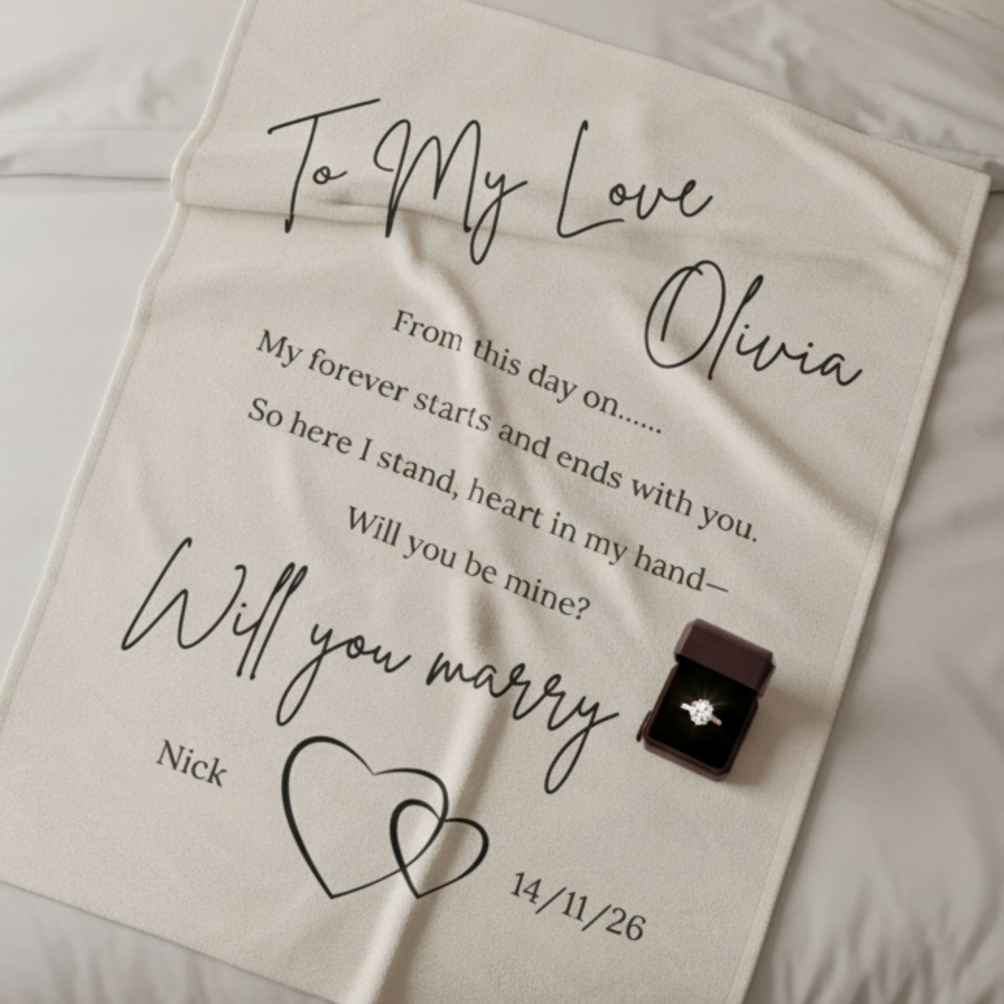 Proposal Blanket | Will You Marry Me Blanket | Engagement Gift Blanket | Romantic Love Poem Throw | Custom Proposal Gift
