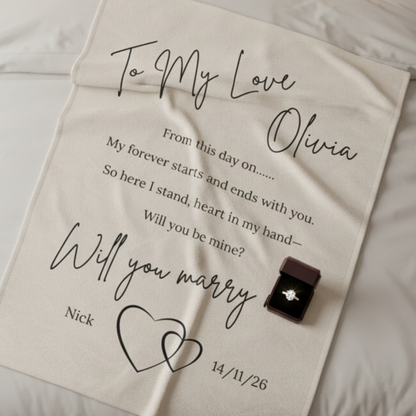 Proposal Blanket | Will You Marry Me Blanket | Engagement Gift Blanket | Romantic Love Poem Throw | Custom Proposal Gift
