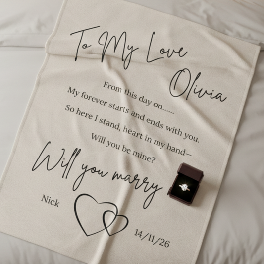 Proposal Blanket | Will You Marry Me Blanket | Engagement Gift Blanket | Romantic Love Poem Throw | Custom Proposal Gift