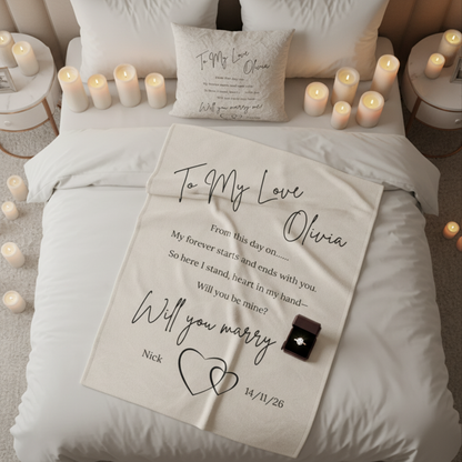 Proposal Blanket | Will You Marry Me Blanket | Engagement Gift Blanket | Romantic Love Poem Throw | Custom Proposal Gift