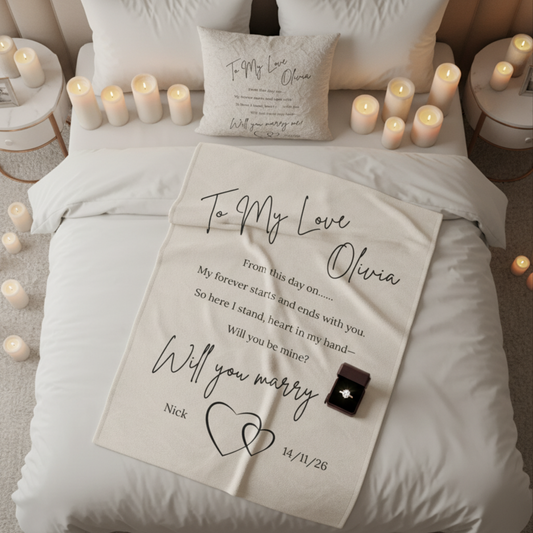 Proposal Blanket | Will You Marry Me Blanket | Engagement Gift Blanket | Romantic Love Poem Throw | Custom Proposal Gift