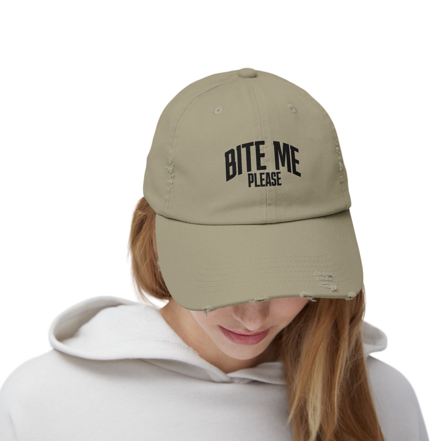 Bite Me Please Distressed Cap | Hat
