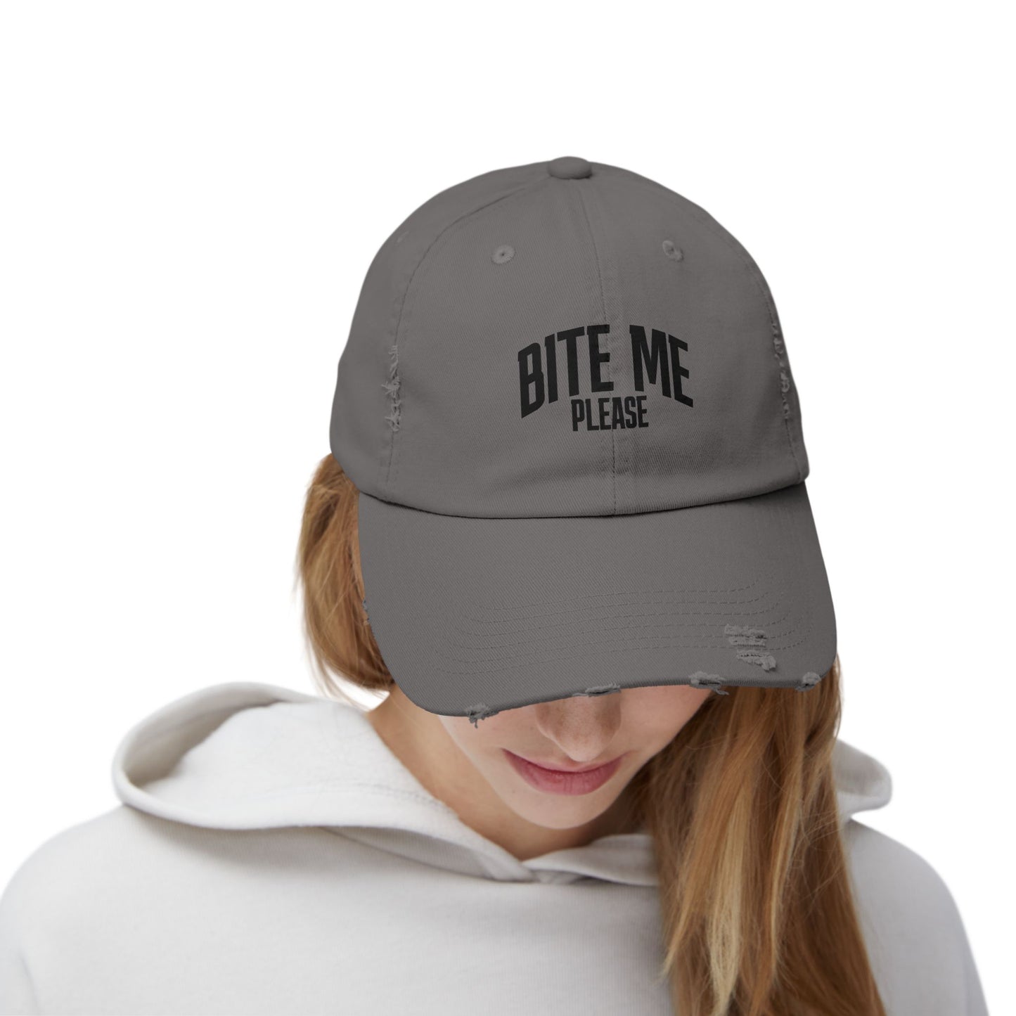 Bite Me Please Distressed Cap | Hat