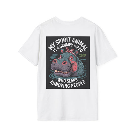 My Spirit Animal Is A Grumpy Hippo Who Slaps Annoying People - Graphic Tee Shirt